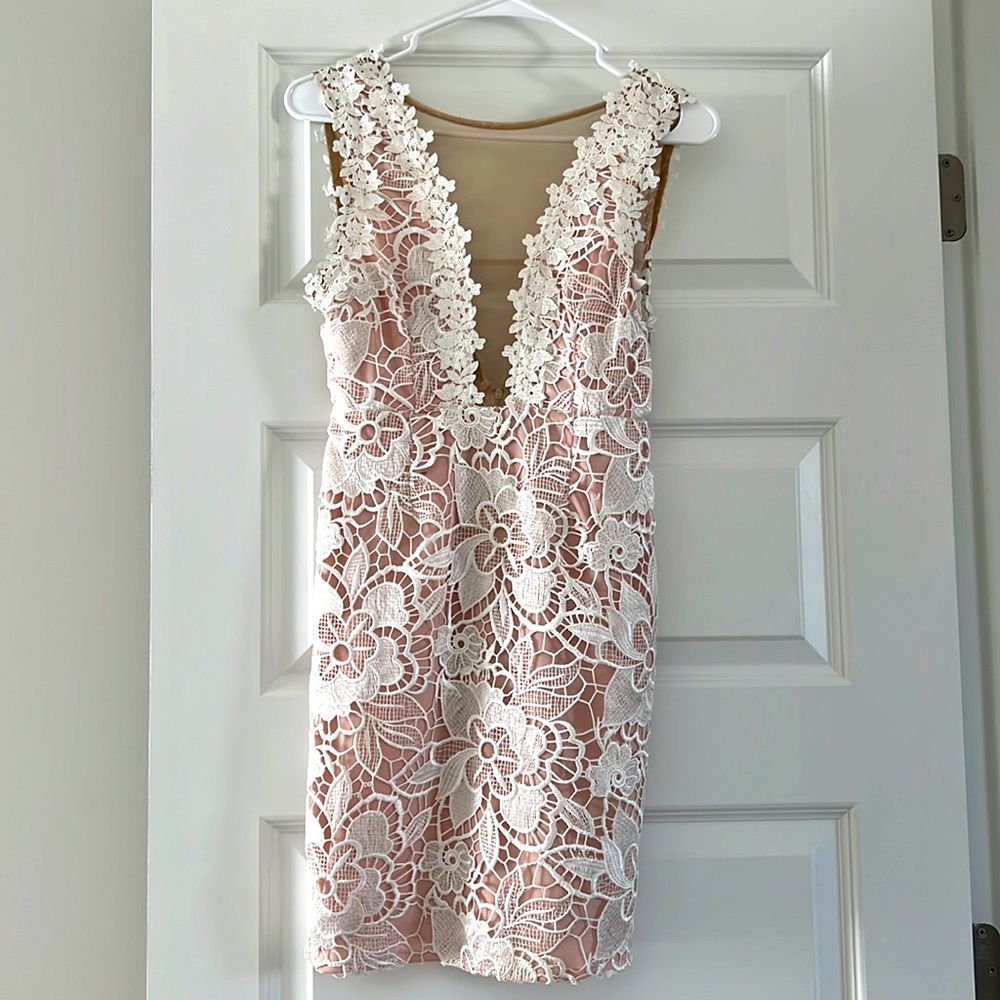 White Floral Dress- Size Small